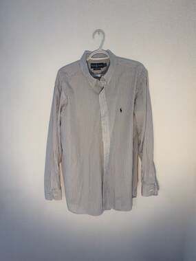 Ralph Lauren Classic Fit Striped Button-Down Shirt Size 17.5 34/35